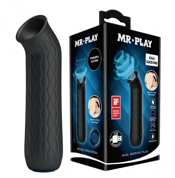 MR PLAY - Anal Sucking Plug (Chargeable - Black)